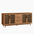 Credenza 180 x 45 x 85 cm in legno marrone con ante scanalate e cassetti stile moderno