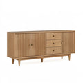 Credenza 180 x 45 x 85 cm in legno rovere naturale con ante e cassetti stile moderno