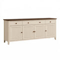 Credenza 180 x 45 x 90 cm in legno crema e marrone con 4 ante e 4 cassetti stile rustico