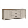 Credenza 180 x 45 x 85 cm in legno beige e marrone - mobile contenitore rustico con 3 cassetti e 2 ante