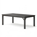 Tavolo da giardino 180 x 90 x 74 cm in metallo nero con piano a doghe
