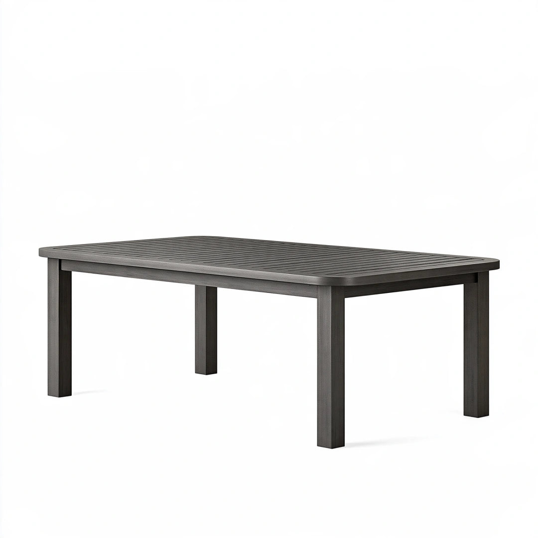 Tavolo da giardino 180 x 90 x 75 cm in metallo grigio antracite a doghe moderno