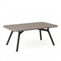 Tavolino da esterno 120 x 60 x 45 cm in plastica beige e metallo nero - piano rettangolare