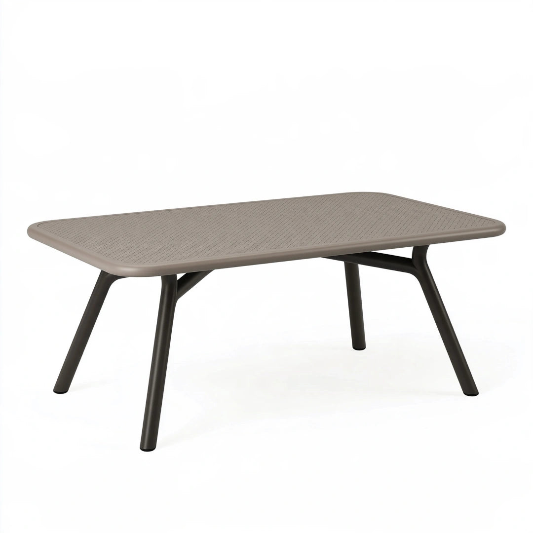 Tavolino da esterno 120 x 60 x 45 cm in plastica beige e metallo nero - piano rettangolare