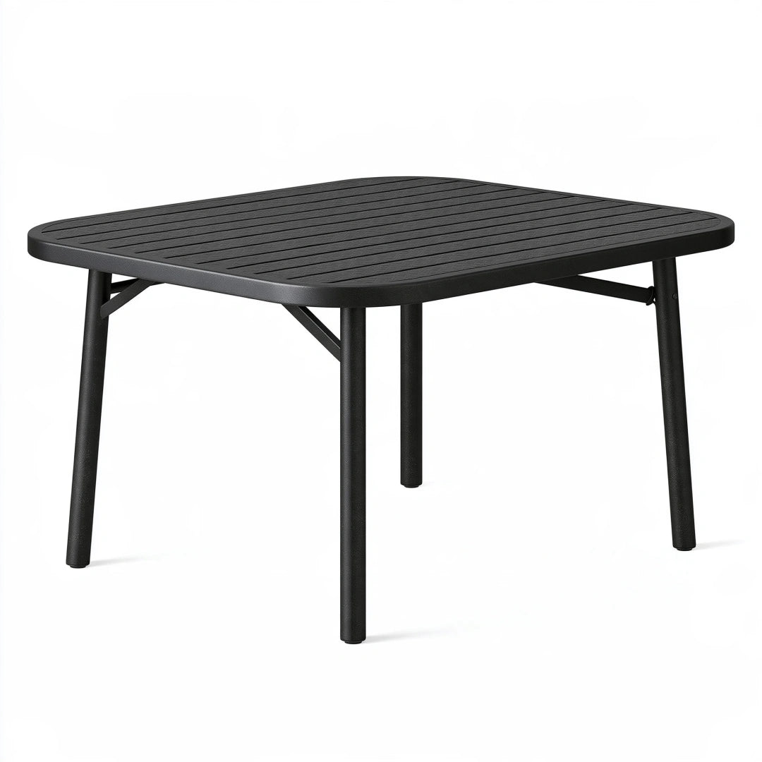 Tavolo da esterno 150 x 90 x 74 cm in metallo nero con piano a doghe