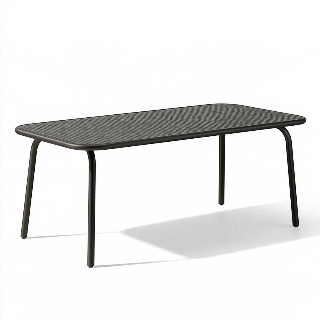 Tavolo da esterno 140 x 70 x 75 cm in metallo nero - design moderno rettangolare