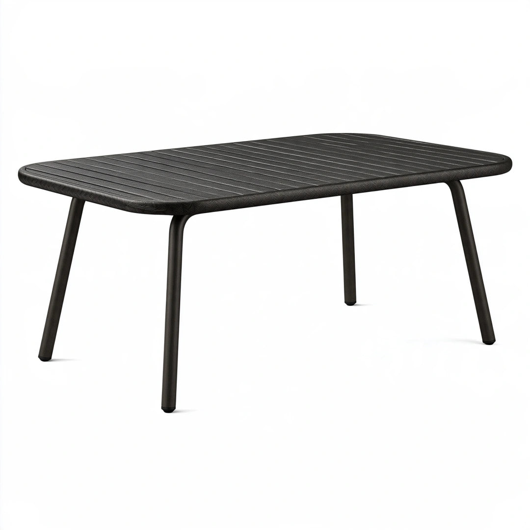Tavolo da pranzo da esterno 160 x 90 x 75 cm nero con piano a doghe - stile moderno