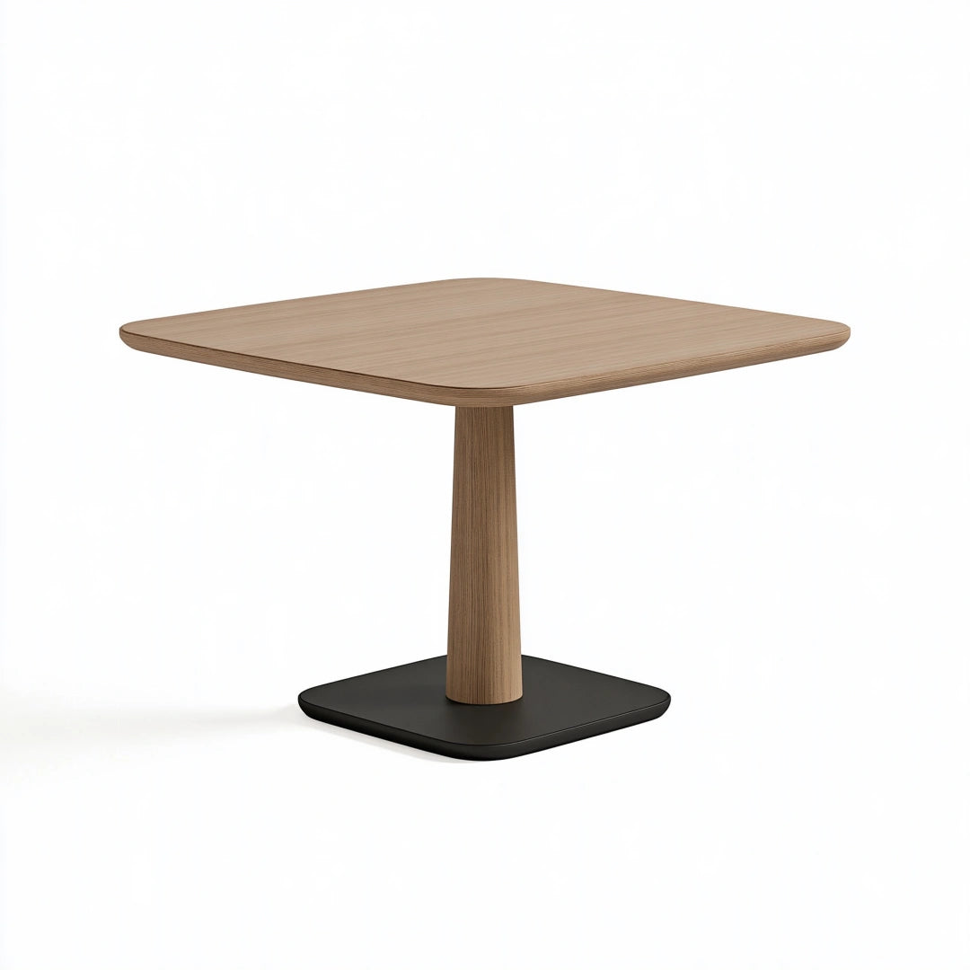 Tavolo da pranzo 80 x 80 x 75 cm effetto legno e nero - stile moderno con base centrale