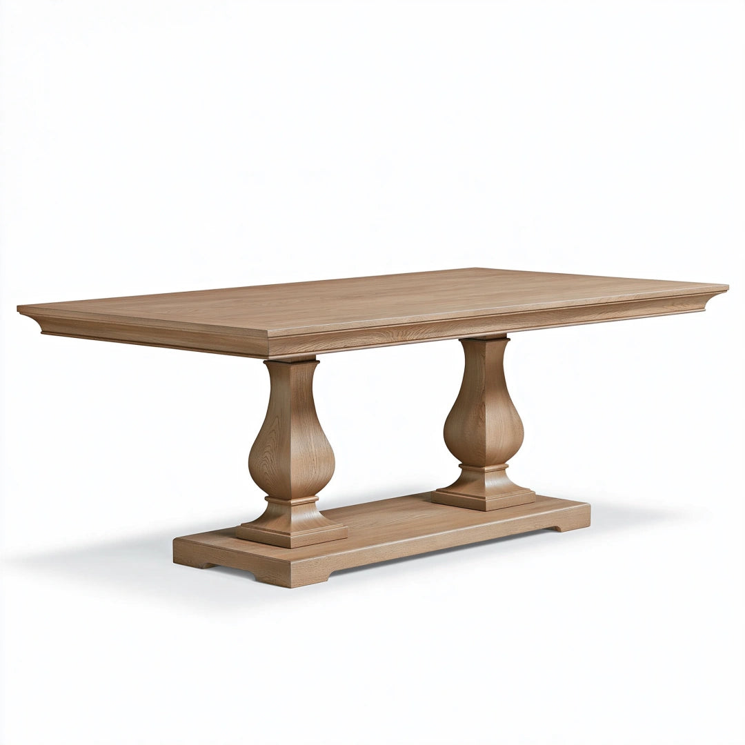 Tavolo da pranzo 180 x 90 x 76 cm in legno marrone chiaro stile classico