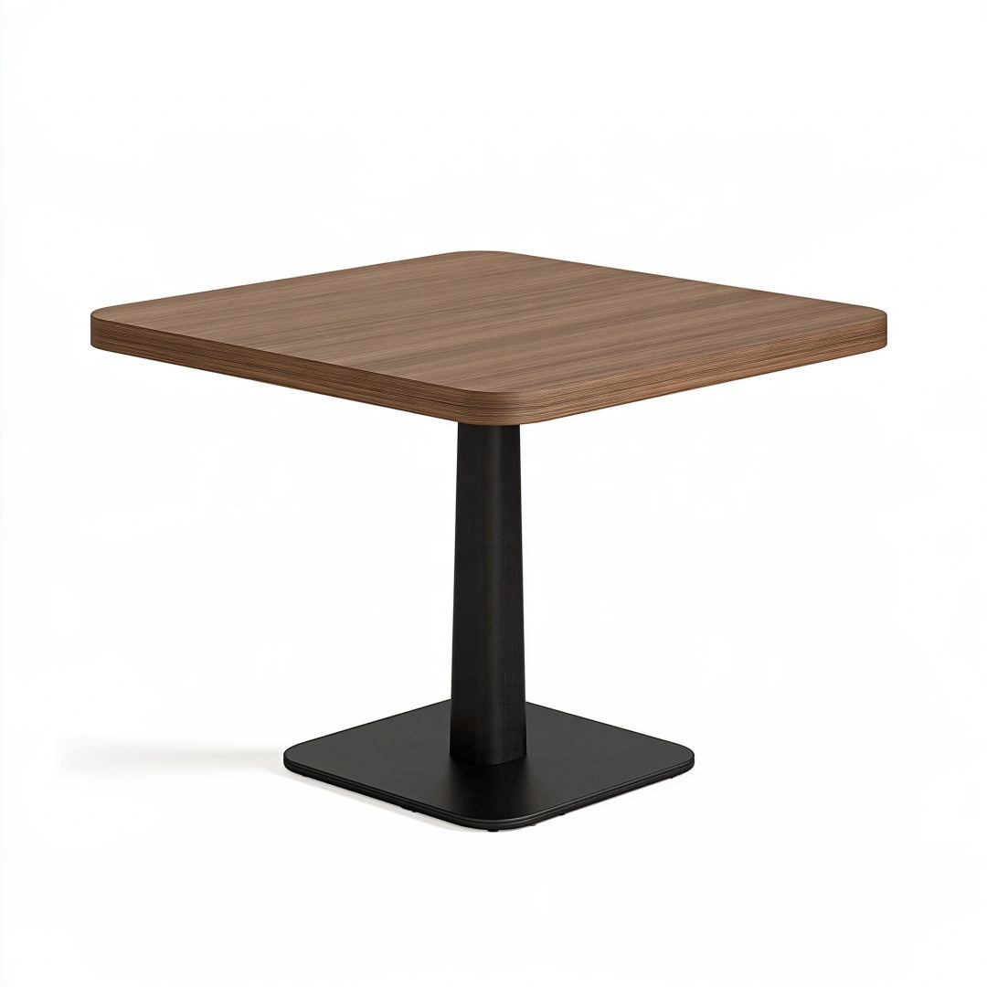 Tavolo da pranzo 80 x 80 x 75 cm effetto legno marrone con base in metallo nero stile moderno