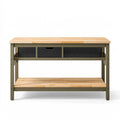 Banco da lavoro 120 x 60 x 90 cm in legno e metallo verde oliva con cassetti stile industriale