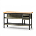 Banco da lavoro 150 x 60 x 90 cm in legno e acciaio nero con cassetti stile industriale
