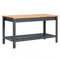 Banco da lavoro 120 x 60 x 90 cm in legno e acciaio nero con ripiano inferiore regolabile