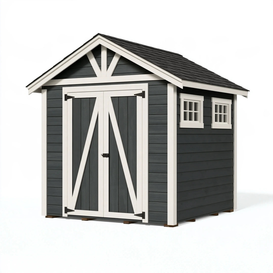 Casetta da giardino 180 x 120 x 200 cm in legno antracite e bianco - deposito esterno con doppia porta