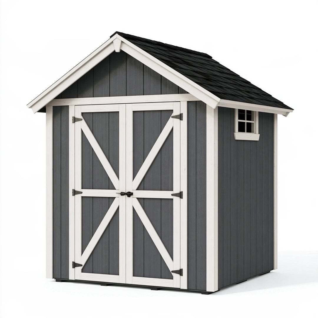 Capanno da giardino 180 x 120 x 190 cm in legno grigio antracite e bianco con doppia porta stile rustico
