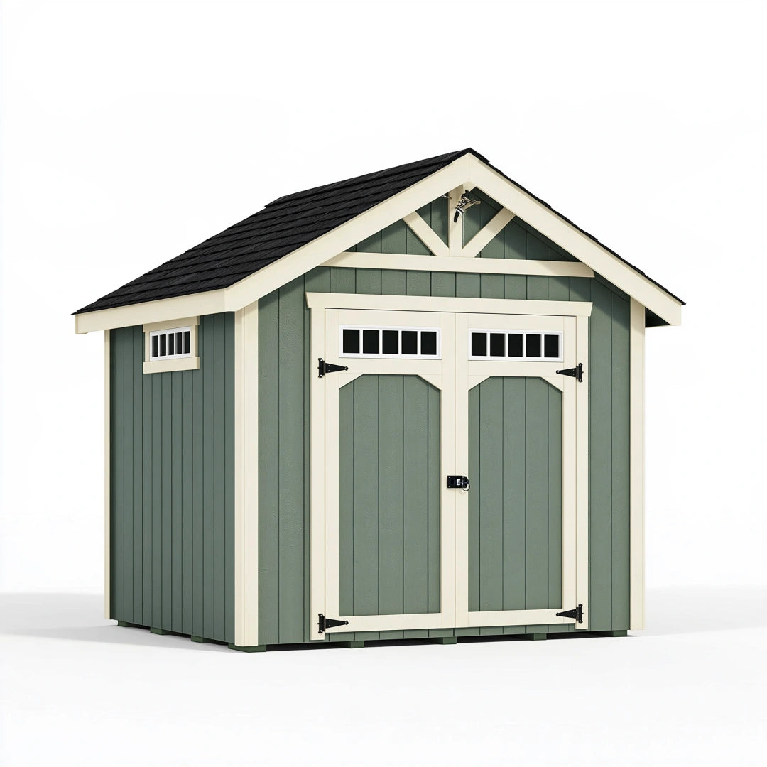 Casetta da giardino 240 x 180 x 230 cm in legno verde con doppia porta - deposito da esterno